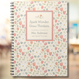 Persoonlijk bloemendagboek voor leraren voor terug notitieboek