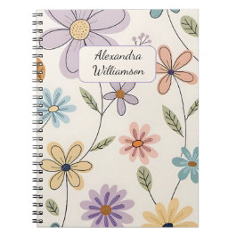 Persoonlijk bloemennotitieboek – Aangepaste naam p Notitieboek