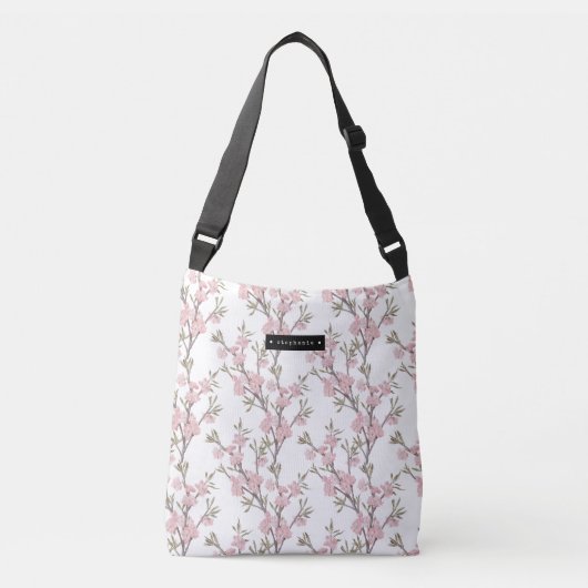 Persoonlijk bloemmotief roze crossbody tas (Voorkant)