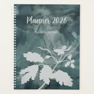Persoonlijk bloemmotief teal plannernotitieboek planner