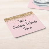 Persoonlijk Blush Pink Birthday Party Afstuderen Vierkante Kartonnen Onderzetter (Schuin)