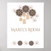 Persoonlijk Boho Bloem Meisje Monogram Poster (Voorkant)