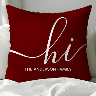 Persoonlijk bordeauxrood script Hoi Kussen