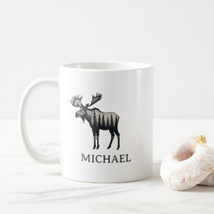 Persoonlijk bos eland in de winter koffiemok