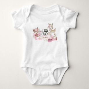 Persoonlijk bosdier baby meisje romper
