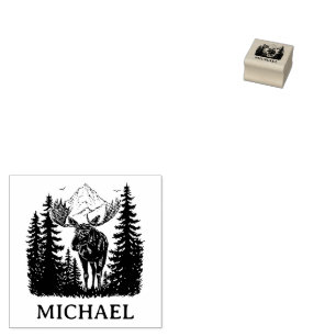 Persoonlijk boseland eland in de winter rubberstempel