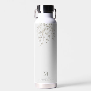 Persoonlijk botanisch watercolor monogram grijs waterfles