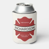 Persoonlijk brandweerlogo symbool in het rood blikjeskoeler (Blikje Achterkant)