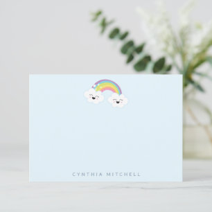 Persoonlijk briefpapier Kawaii Regenboog Lichtblau Bedankkaart