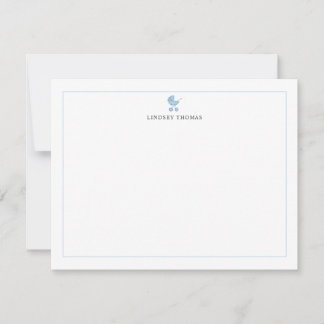 Persoonlijk briefpapier met blauwe rand en kinderw notitiekaartje