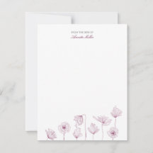 Persoonlijk briefpapier met bloemen in bordeauxroo