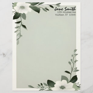 Persoonlijk briefpapier met bloemenoverlay in sali briefhoofd