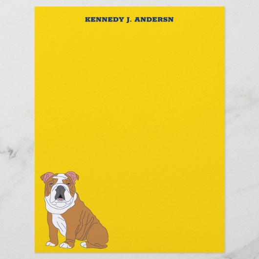 Persoonlijk briefpapier met Engelse Bulldog Flyer (Voorkant)