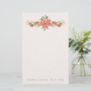 Persoonlijk briefpapier met koraalbloemen