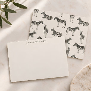 Persoonlijk briefpapier met zebra-patroon illustra notitiekaartje
