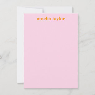 Persoonlijk Briefpapier Naam Tiener Meisje Roze Or Notitiekaartje
