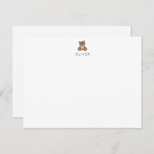 Persoonlijk briefpapier Teddybeer voor kinderen Notitiekaartje (Voorkant / Achterkant)