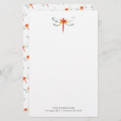 Persoonlijk briefpapier Waterverf Rode Libel (Voorkant / Achterkant)