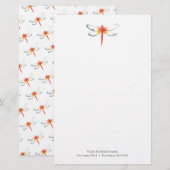 Persoonlijk briefpapier Waterverf Rood Libel (Voorkant / Achterkant)