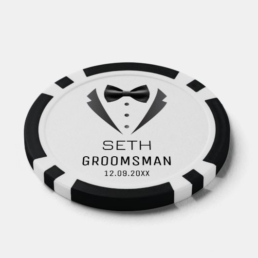 Persoonlijk Bruidsjonker Huwelijk Tuxedo Monogram Poker Chips (Enkel)