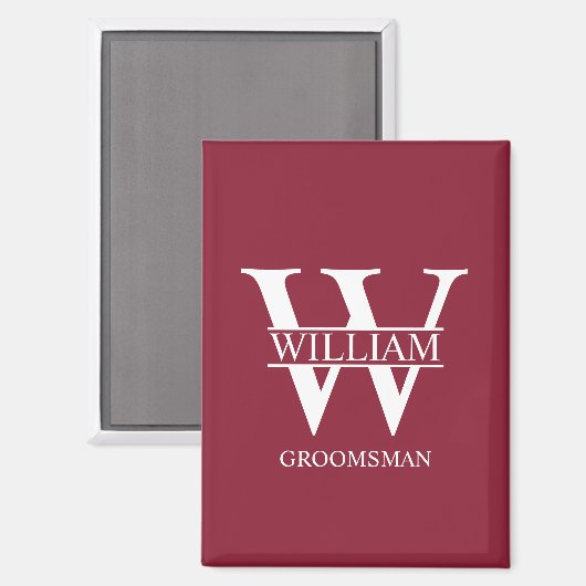 Persoonlijk Bruidsjonker Monogram & Naam Magneet (Voorkant / Achterkant)