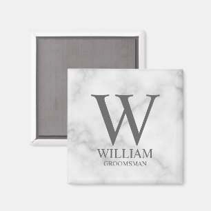 Persoonlijk Bruidsjonker Monogram & Naam Magneet