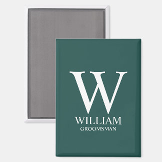 Persoonlijk Bruidsjonker Monogram & Naam Magneet