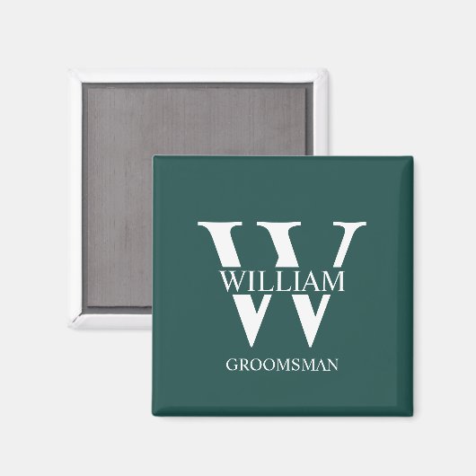 Persoonlijk Bruidsjonker Monogram & Naam Magneet (Voorkant / Achterkant)