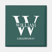 Persoonlijk Bruidsjonker Monogram & Naam Magneet (Voorkant)