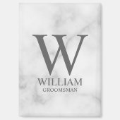 Persoonlijk Bruidsjonker Monogram & Naam Magneet (Voorkant)