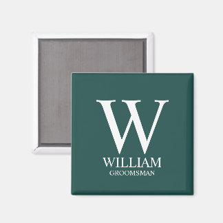 Persoonlijk Bruidsjonker Monogram & Naam Magneet