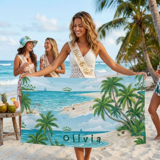 Persoonlijk bruidsmeisjes cadeau Tropische Oceaan Strandlaken
