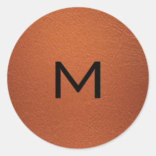 Persoonlijk bruin elegant leder uitzien ronde sticker