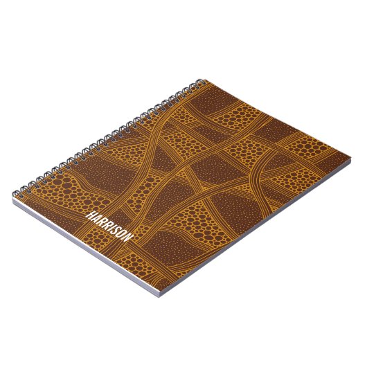 Persoonlijk bruin en beige abstract patroon notitieboek (Linkerzijde)