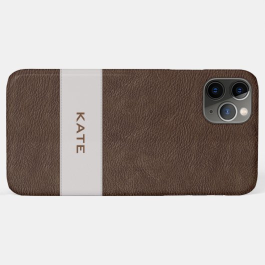 Persoonlijk bruin faux-leder Case-Mate iPhone case (Achterkant (horizontaal))