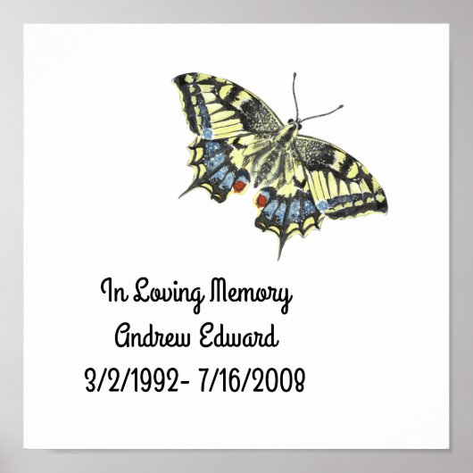 Persoonlijk Butterfly Memorial Poster (Voorkant)