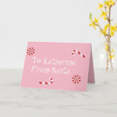 Persoonlijk cadeau van de Kerstman Roze Kerstsnoep Kaart (Gele Bloem)