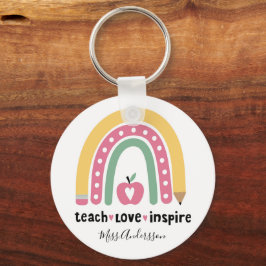 Persoonlijk cadeau voor de leraar Leer Liefde Insp Sleutelhanger