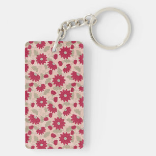 Persoonlijk cadeau voor de leraar, roze madeliefje sleutelhanger