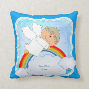 Persoonlijk cadeau voor peetzoon, engel, regenboog kussen