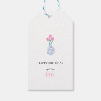 Persoonlijk cadeaukaartje met bloemenvaas cadeaulabel