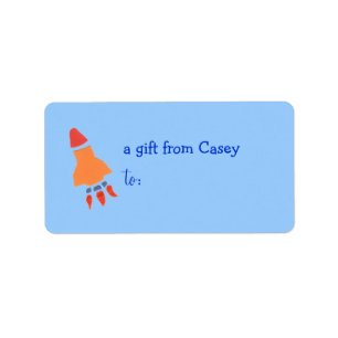 Persoonlijk cadeaukaartlabel -- raket thema etiket
