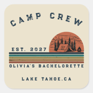 Persoonlijk Camping Weekend Bachelorette Feest Vierkante Sticker