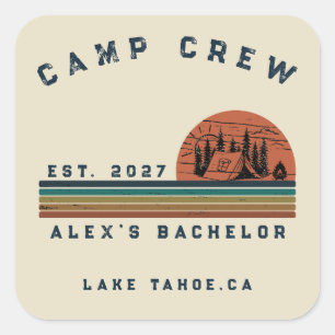 Persoonlijk Camping Weekend Vrijgezellenfeest Vierkante Sticker