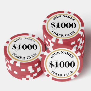 Persoonlijk casino-stijl aangepast $1000 rood poker chips