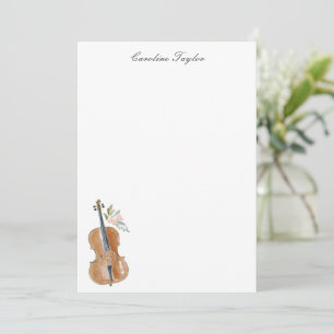 Persoonlijk Celloblauw Bloemenaquarel Briefpapier Notitiekaartje