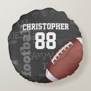 Persoonlijk Chalkboard Amerikaans Football Rond Kussen