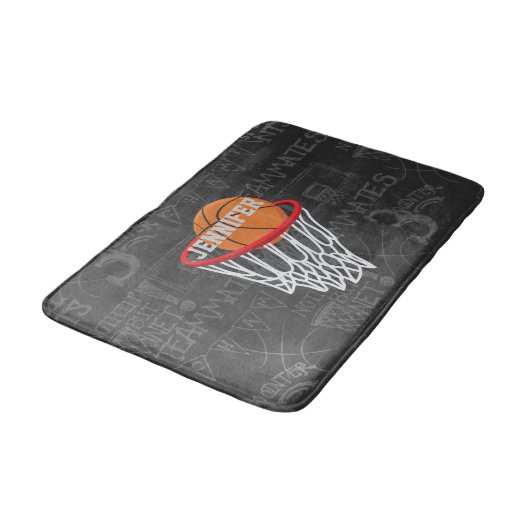 Persoonlijk Chalkboard Basketball en Hoop Badmat (Gekanteld)