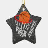 Persoonlijk Chalkboard Basketball en Hoop Keramisch Ornament (Links)