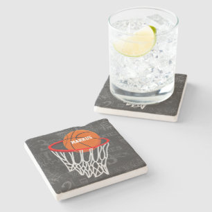 Persoonlijk Chalkboard Basketball en Hoop Stenen Onderzetter